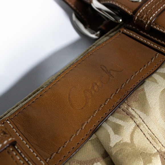 Coach Gold Caramel Signature Tote Handbag F14492 - Picture 4 of 6